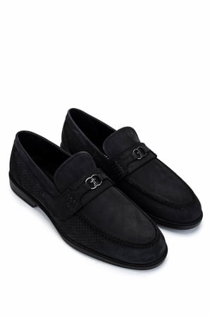Tamer Tanca Erkek Hakiki Deri Siyah Nubuk Loafer Ayakkabı 1008 3478 ERK AYK Y25 SIYAH NBK