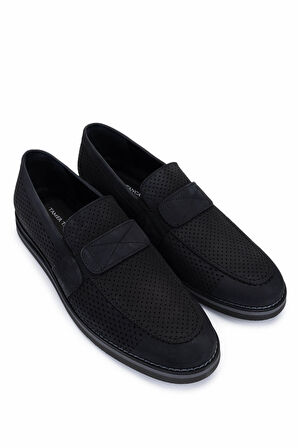 Tamer Tanca Erkek Hakiki Deri Siyah Nubuk Loafer Ayakkabı 1008 3448 ERK AYK Y25 SIYAH NBK