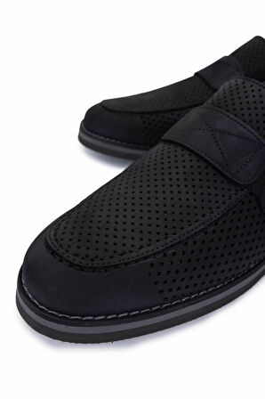 Tamer Tanca Erkek Hakiki Deri Siyah Nubuk Loafer Ayakkabı 1008 3448 ERK AYK Y25 SIYAH NBK