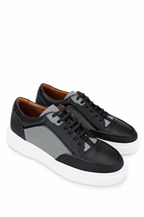 Tamer Tanca Erkek Hakiki Deri Siyah Sneakers & Spor Ayakkabı 1092 202501 ERK AYK Y25 SYH MT/FLTR/GRI