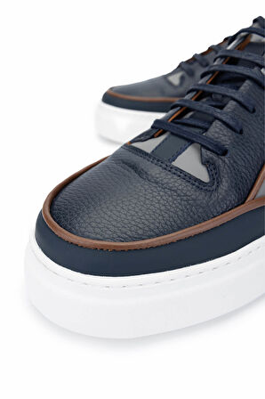 Tamer Tanca Erkek Hakiki Deri Lacivert Sneakers & Spor Ayakkabı 1092 202501 ERK AYK Y25 LACI MT/BYZ FLTR/GRI