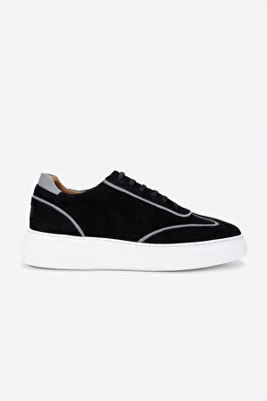 Valmenti Erkek Hakiki Deri Siyah Süet Sneakers & Spor Ayakkabı 1092 202502 ERK AYK Y25 SIYAH SUET