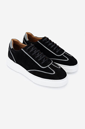 Valmenti Erkek Hakiki Deri Siyah Süet Sneakers & Spor Ayakkabı 1092 202502 ERK AYK Y25 SIYAH SUET