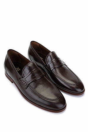 Tamer Tanca Erkek Hakiki Deri Kahverengi Klasik Ayakkabı 342 9131 ERK AYK Y25 KAHVE