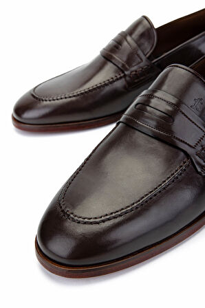 Tamer Tanca Erkek Hakiki Deri Kahverengi Klasik Ayakkabı 342 9131 ERK AYK Y25 KAHVE