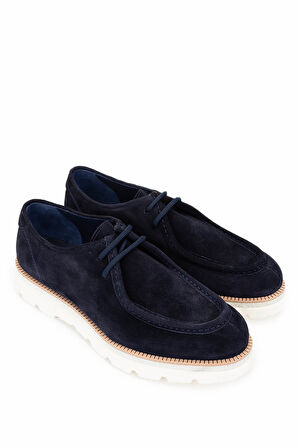 Tamer Tanca Erkek Hakiki Deri Lacivert Süet Casual Ayakkabı 987 186K ERK AYK Y25 LACI SUET