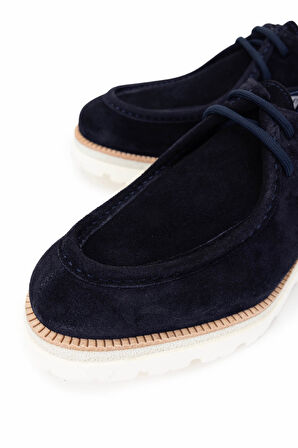 Tamer Tanca Erkek Hakiki Deri Lacivert Süet Casual Ayakkabı 987 186K ERK AYK Y25 LACI SUET