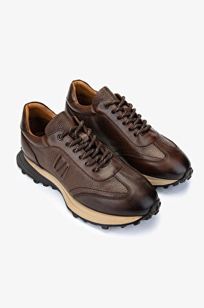 Valmenti Erkek Hakiki Deri Kahverengi Sneakers & Spor Ayakkabı 383 6400 ERK AYK Y25 KHV SLVR/KHV FLTR