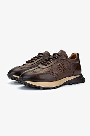 Valmenti Erkek Hakiki Deri Kahverengi Sneakers & Spor Ayakkabı 383 6400 ERK AYK Y25 KHV SLVR/KHV FLTR