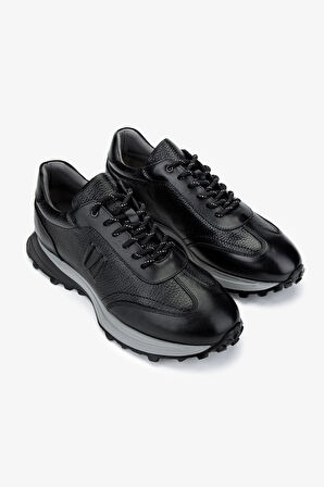 Valmenti Erkek Hakiki Deri Siyah Sneakers & Spor Ayakkabı 383 6400 ERK AYK Y25 SYH SLVR/SYH FLTR