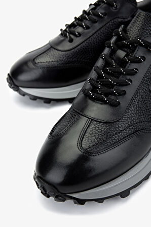 Valmenti Erkek Hakiki Deri Siyah Sneakers & Spor Ayakkabı 383 6400 ERK AYK Y25 SYH SLVR/SYH FLTR