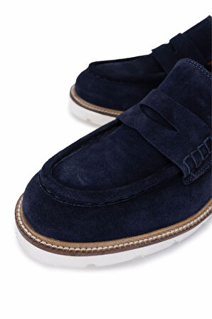 Tamer Tanca Erkek Hakiki Deri Lacivert Süet Loafer Ayakkabı 325 55368 ERK AYK Y25 LACI SUET