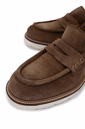 Tamer Tanca Erkek Hakiki Deri Tarçın Loafer Ayakkabı 325 55368 ERK AYK Y25 TARCIN SUET