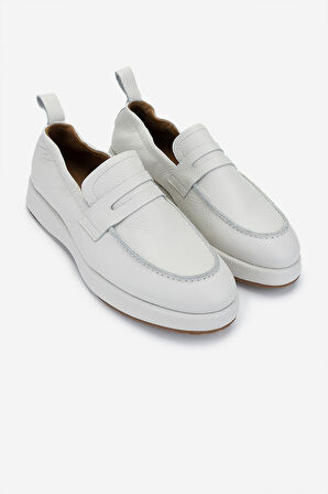 Valmenti Erkek Hakiki Deri Kırık Beyaz Loafer Ayakkabı 325 13153 ERK AYK Y25 OFF WHITE