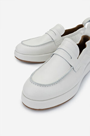 Valmenti Erkek Hakiki Deri Kırık Beyaz Loafer Ayakkabı 325 13153 ERK AYK Y25 OFF WHITE