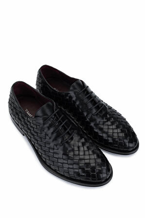 Tamer Tanca Erkek Hakiki Deri Siyah Klasik Ayakkabı 1068 1302 ERK AYK Y25 SIYAH ORGU