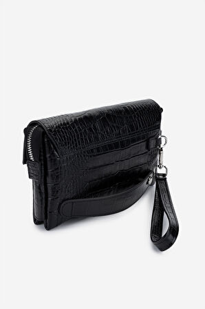 Valmenti Erkek Hakiki Deri Siyah Kroko El Çantası 147 895 ERK CNT Y25 SIYAH KROKO