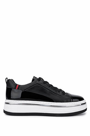 Tamer Tanca Erkek Hakiki Deri Siyah Sneakers & Spor Ayakkabı 381 21624 ERK AYK Y25 SIYAH DR/RGN