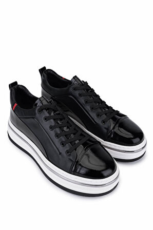 Tamer Tanca Erkek Hakiki Deri Siyah Sneakers & Spor Ayakkabı 381 21624 ERK AYK Y25 SIYAH DR/RGN