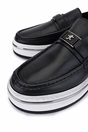 Tamer Tanca Erkek Hakiki Deri Siyah Deri Loafer Ayakkabı 381 21584 ERK AYK Y25 SIYAH DR