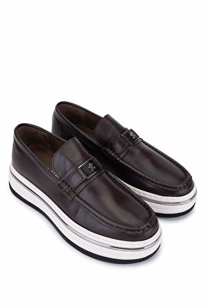 Tamer Tanca Erkek Hakiki Deri Kahverengi Loafer Ayakkabı 381 21584 ERK AYK Y25 KAHVE DR