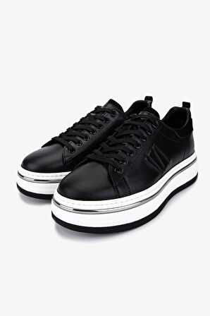Valmenti Erkek Hakiki Deri Siyah Sneakers & Spor Ayakkabı 381 21618 ERK AYK Y25 SIYAH MAT