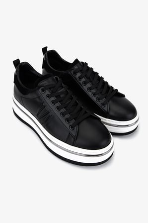 Valmenti Erkek Hakiki Deri Siyah Sneakers & Spor Ayakkabı 381 21618 ERK AYK Y25 SIYAH MAT