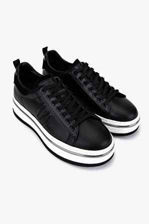 Valmenti Erkek Hakiki Deri Siyah Sneakers & Spor Ayakkabı 381 21618 ERK AYK Y25 SIYAH MAT