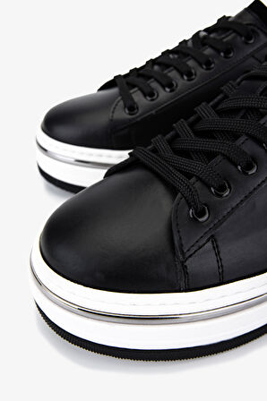 Valmenti Erkek Hakiki Deri Siyah Sneakers & Spor Ayakkabı 381 21618 ERK AYK Y25 SIYAH MAT