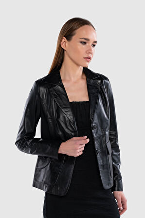 Tamer Tanca Kadın Hakiki Deri Siyah Deri Mont 415 BK-2412 BYN DR MONT SK24/25 SIYAH DR