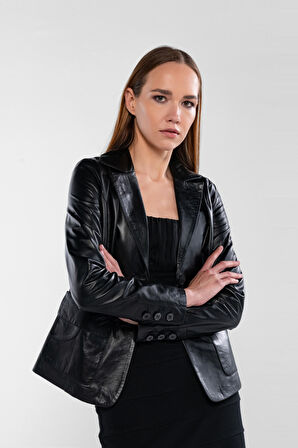 Tamer Tanca Kadın Hakiki Deri Siyah Deri Mont 415 BK-2412 BYN DR MONT SK24/25 SIYAH DR