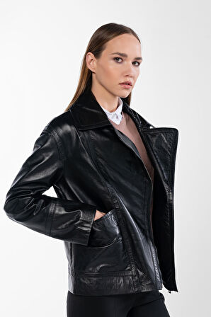 Tamer Tanca Kadın Hakiki Deri Siyah Deri Mont 415 ABK-2642 BYN DR MONT SK24/25 SIYAH DR