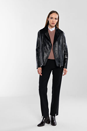 Tamer Tanca Kadın Hakiki Deri Siyah Deri Mont 415 ABK-2642 BYN DR MONT SK24/25 SIYAH DR