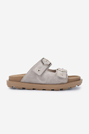 Valmenti Kadın Hakiki Deri Bej Süet Düz Terlik 1109 M625 BN TRLK Y25 BEJ SUET