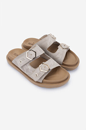 Valmenti Kadın Hakiki Deri Bej Süet Düz Terlik 1109 M625 BN TRLK Y25 BEJ SUET