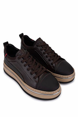Tamer Tanca Erkek Hakiki Deri Sneakers & Spor Ayakkabı 381 21624 ERK AYK Y25 KAHVE KMBN