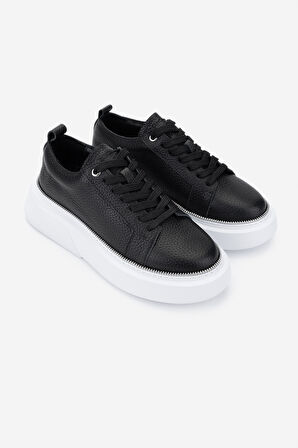 Valmenti Kadın Hakiki Deri Siyah Floter Sneakers & Spor Ayakkabı 1115 8026 BN AYK Y25 SIYAH FLTR