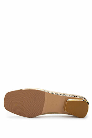 Tamer Tanca Kadın Hakiki Deri Gold Rugan Rugan Topuklu Ayakkabı 1105 2096 BN AYK Y25 NUDE BSK RGN