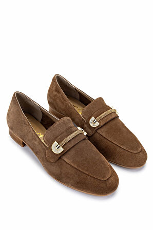 Tamer Tanca Kadın Hakiki Deri Tütün Süet Loafer Ayakkabı 1105 5371 BN AYK Y25 TUTUN SUET