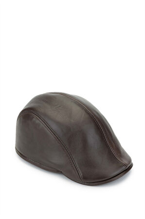Tamer Tanca Erkek Hakiki Deri Kahverengi London Şapka 524 1129 SPK Y25 KAHVE