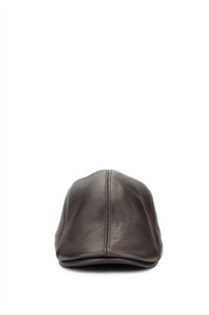 Tamer Tanca Erkek Hakiki Deri Kahverengi London Şapka 524 1129 SPK Y25 KAHVE