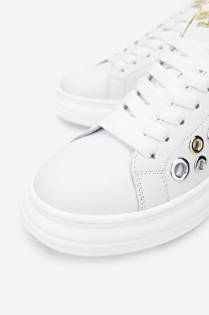 Méliné Kadın Hakiki Deri Sneakers & Spor Ayakkabı 1117 522-BI BN AYK Y25 BIANCO/PLATIN