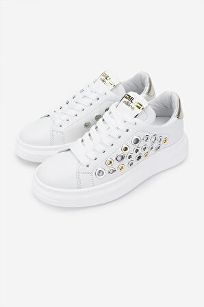 Méliné Kadın Hakiki Deri Sneakers & Spor Ayakkabı 1117 522-BI BN AYK Y25 BIANCO/PLATIN