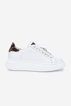 Méliné Kadın Hakiki Deri Sneakers & Spor Ayakkabı 1117 PF 6-ACC BN AYK Y25 BIANCO/LEOPAR