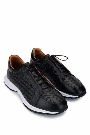 Tamer Tanca Erkek Hakiki Deri Siyah Sneakers & Spor Ayakkabı 1092 22221 ERK AYK Y25 SIYAH DR/ORGU