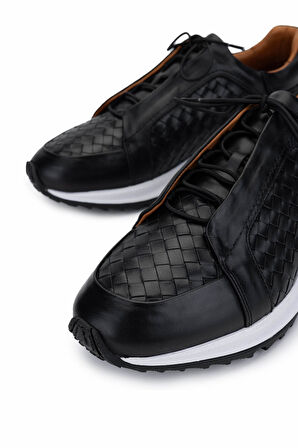 Tamer Tanca Erkek Hakiki Deri Siyah Sneakers & Spor Ayakkabı 1092 22221 ERK AYK Y25 SIYAH DR/ORGU