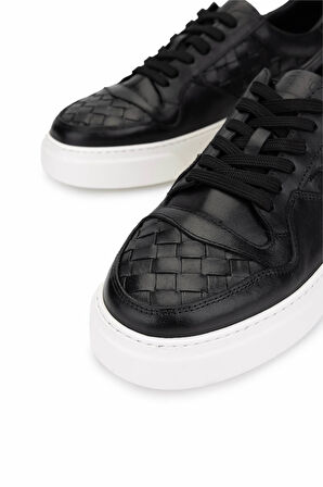 Tamer Tanca Erkek Hakiki Deri Siyah Sneakers & Spor Ayakkabı 04 268 ERK AYK Y25 SIYAH DR/ORGU