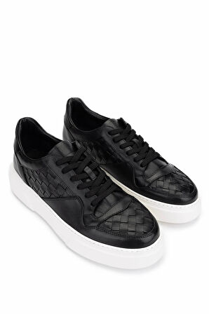 Tamer Tanca Erkek Hakiki Deri Siyah Sneakers & Spor Ayakkabı 04 268 ERK AYK Y25 SIYAH DR/ORGU