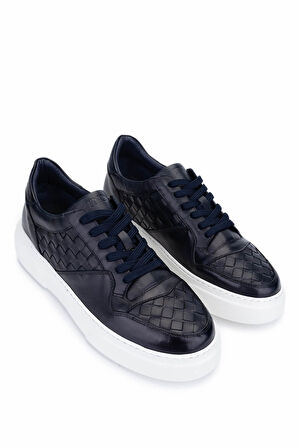 Tamer Tanca Erkek Hakiki Deri Lacivert Sneakers & Spor Ayakkabı 04 268 ERK AYK Y25 LACI ALK/ORGU