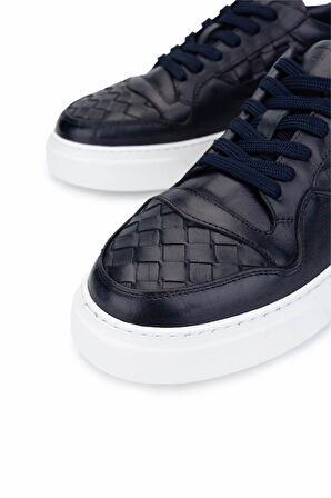 Tamer Tanca Erkek Hakiki Deri Lacivert Sneakers & Spor Ayakkabı 04 268 ERK AYK Y25 LACI ALK/ORGU